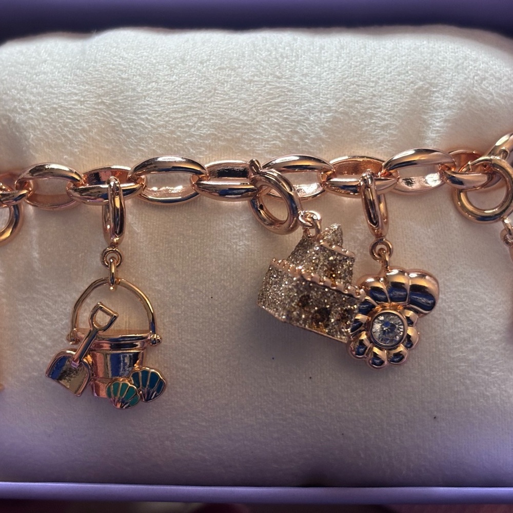 Rose Gold Charm Bracelet with Nautical and Floral Charms